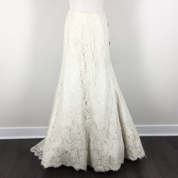 Vintage Dresses & Skirts - Vintage Ivory Cream Lace Wedding Skirt train S